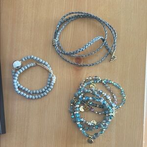 Blue and Gold Beaded Bracelet Set